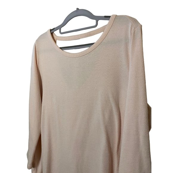 Ann Taylor Loft women's pale pink open back 3/4 sleeve tshirt‎ Sz L - Picture 2 of 7